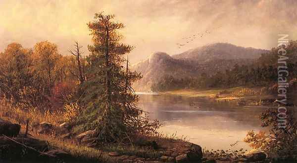 Along the Delaware River Oil Painting - Alexander Charles Stuart