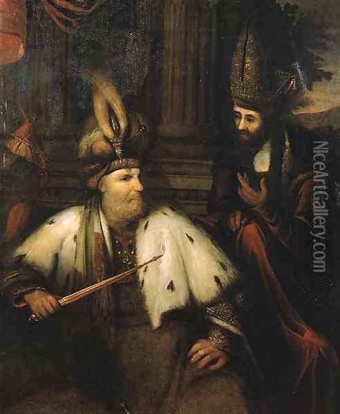 The meeting of Haman and King Ahasuerus Oil Painting - Aert De Gelder