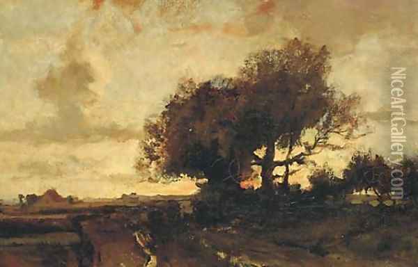 Sunset on a country road Oil Painting - Theophile Emile Achille