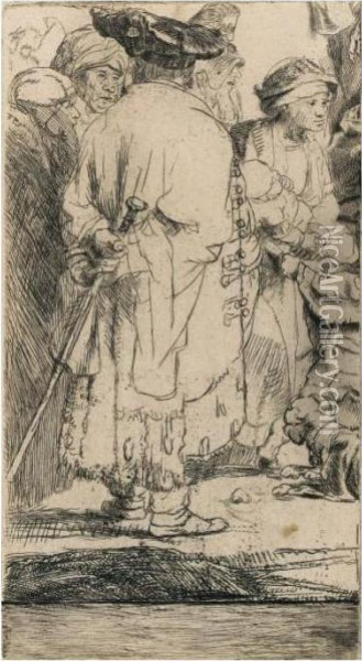 The Hundred Guilder Print: Left Fragment (b., Holl. 74; H. 236; Bb. 49-i) Oil Painting - Rembrandt Van Rijn