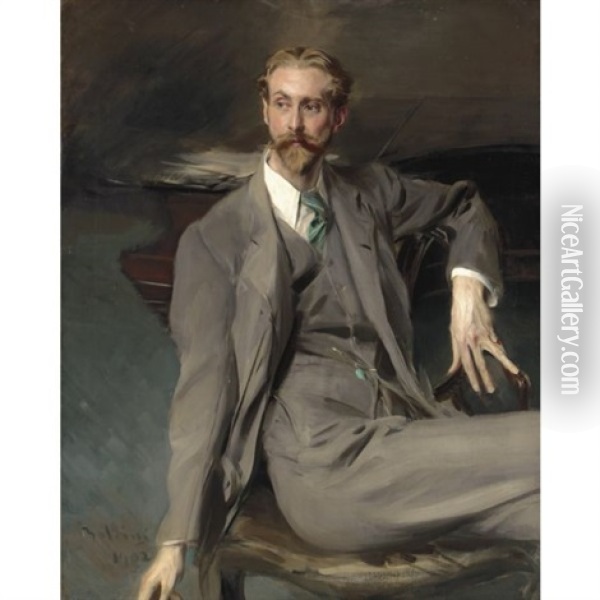 Portrait Of The Artist Lawrence Alexander (peter) Harrison Oil Painting - Giovanni Boldini