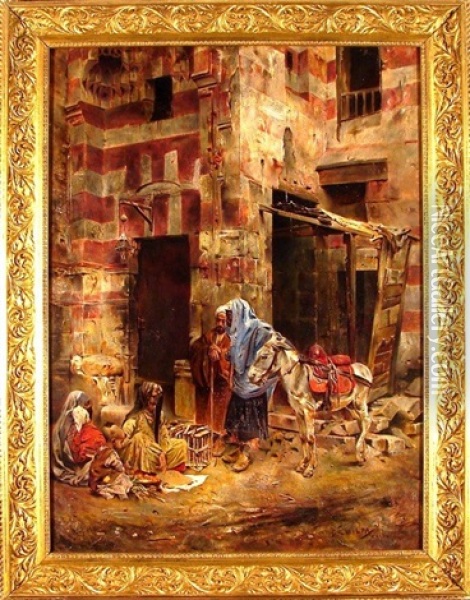 Arab Market Scene Oil Painting - Charles Wilda