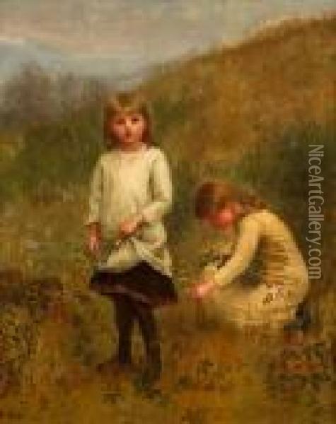 Gathering Flowers Oil Painting - Jennie Augusta Brownscombe