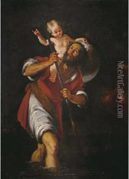 San Cristoforo Traghetta Il Bambin Gesu Oil Painting - Bernardo Strozzi