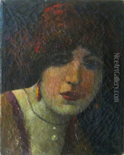 Tete De Jeune Femme De Face Oil Painting - Ernest Marneffe