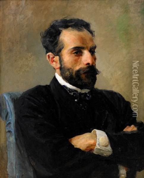 Portrait Of Isaac Ilich Levitan Oil Painting - Vasili Dimitrievich Polenov