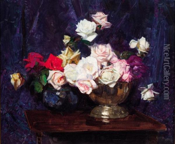 Roses Oil Painting - Arthur Ernest Streeton
