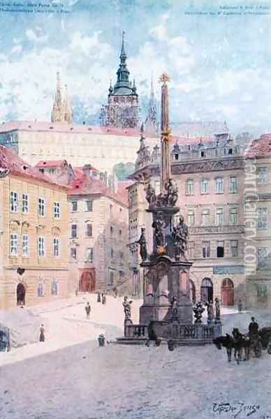 Plague Column of St Trinity Malostranske Namesti Mala Strana Prague Oil Painting - Vaclav Jansa