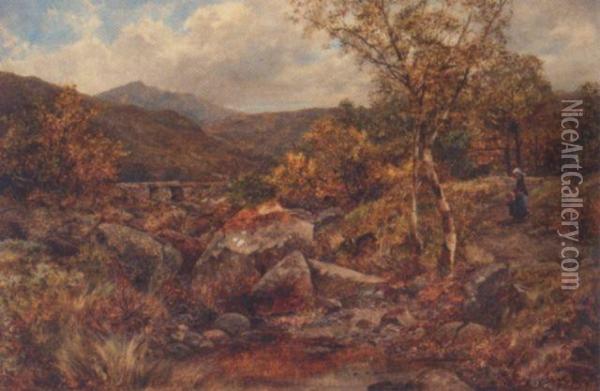 Path And Spring Near Capel Curig Oil Painting - James T. Callowhill