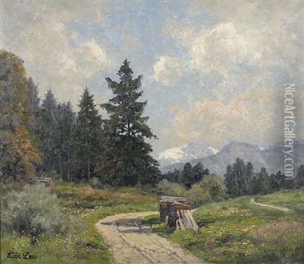 Auf Dem Weg Nach Berchtesgaden Oil Painting - Oskar Leu