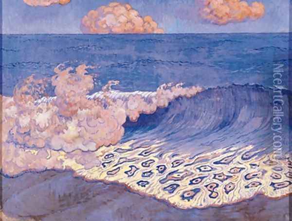 Blue seascape Wave Effect Oil Painting - Georges Lacombe