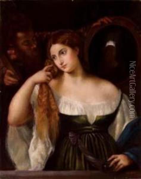 Da Tiziano: Venere Allospecchio Oil Painting - Emilio Gola