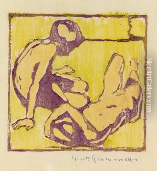 I Figli Della Luce - Sonnenkinder. Oil Painting - Giovanni Giacometti