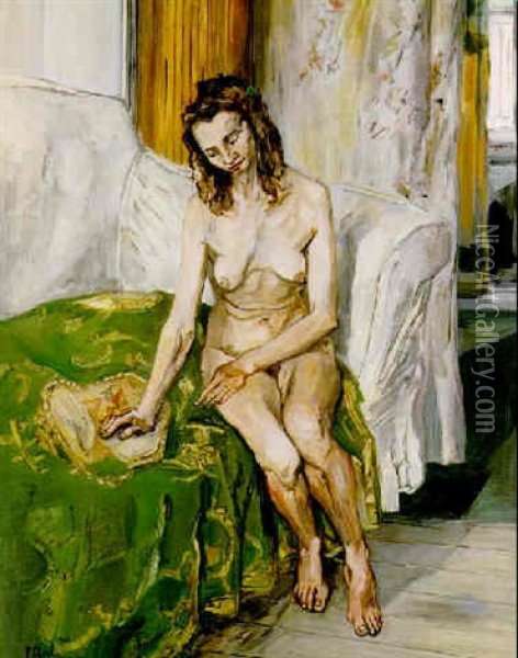 Femme Assise Au Canape Vert Oil Painting - Francis Gruber