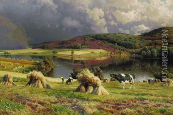 Summer Pastures Oil Painting - Peder Mork Monsted