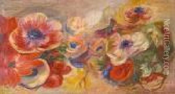 Anemones Oil Painting - Pierre Auguste Renoir