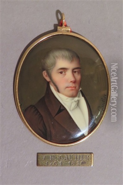 Miniature Au Portrait De Gentilhomme Oil Painting - Jean-Rodolphe Gautier