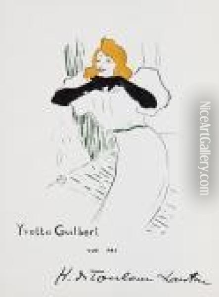 Yvette Guilbert Vue Par Toulouse- Lautrec Oil Painting - Henri De Toulouse-Lautrec