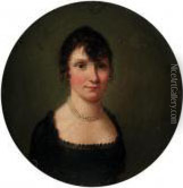 Portrait Of A Lady, Small-half-length, In A Black Hock Dress Oil Painting - Louis Leopold Boilly