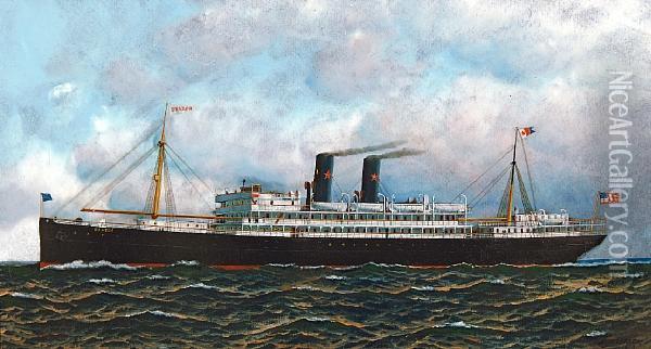 Steamship Brazos Oil Painting - Antonio Nicolo Gasparo Jacobsen