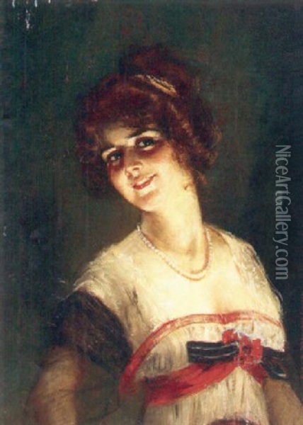 A Young Beauty Oil Painting - Bernhard Zickendraht