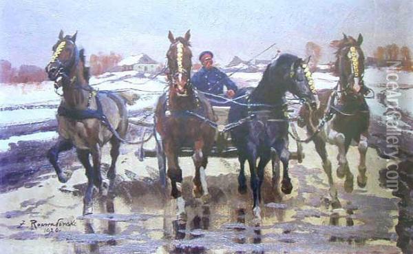 Czworka, 1920 R. Oil Painting - Zygmunt Rozwadowski