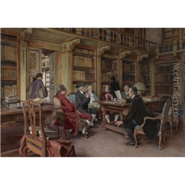 The Bibliophiles Oil Painting - Tito Lessi