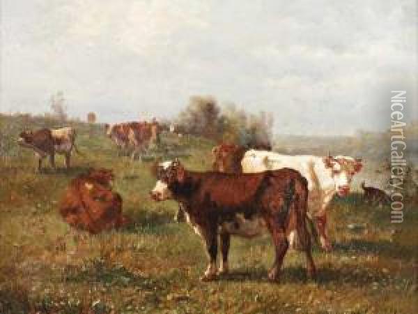 Le Troupeau De Vaches Oil Painting - Andres Cortes Yaguilar