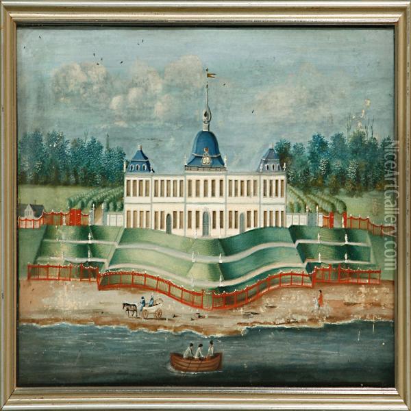 A Pair Of Prospects From Sophienberg Castle And Frederiksberg Castle Oil Painting - Jacob Samuel Beck