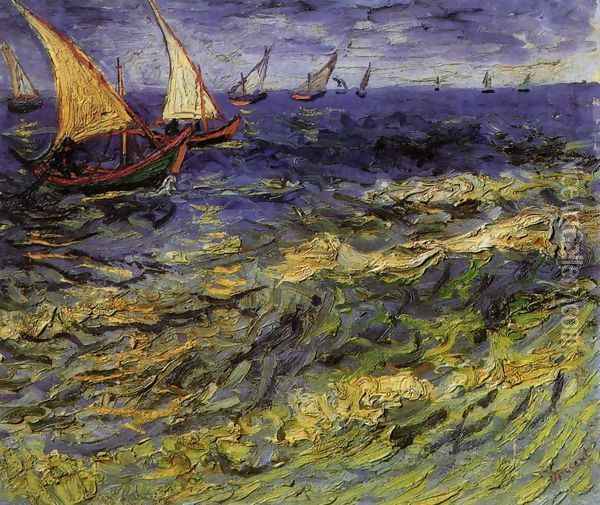 Seascape at Saintes-Maries 2 Oil Painting - Vincent Van Gogh