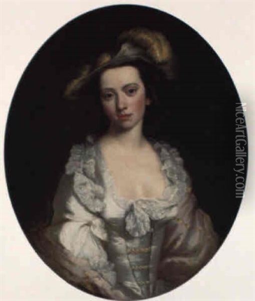Portrait Of Rebecca, Lady Powell Oil Painting - Joseph Highmore