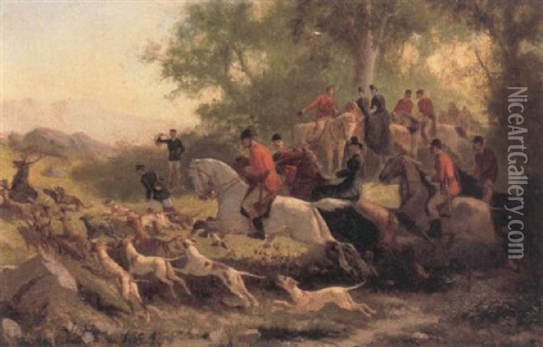 Jagtscene Oil Painting - Auguste (Viande) Doviane
