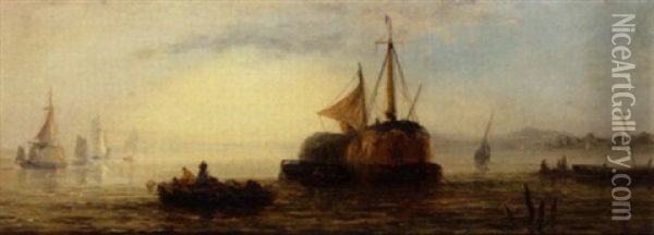Hay Barge Oil Painting - William Adolphus Knell