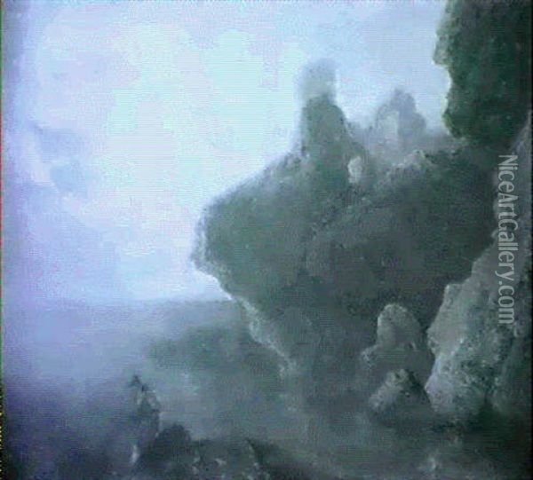 Felsenkuste Mit Einem Fischer Oil Painting - Francesco Giuseppe Casanova