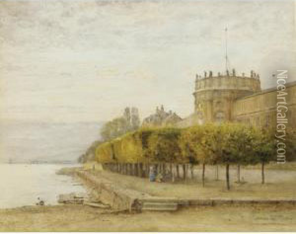 Schloss Biebrich On The Rhine Oil Painting - John William North