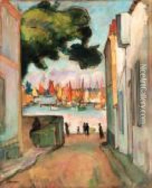 Rue Sur Le Port, Collioures Oil Painting - Henri Lebasque