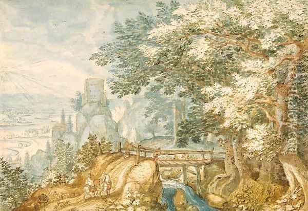 Landscape with a Footbridge Oil Painting - Pieter Stevens