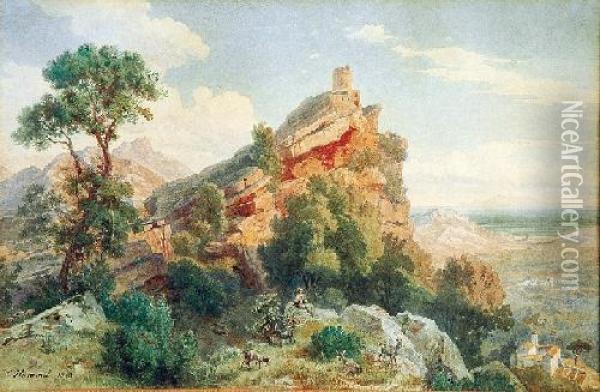 Pejzaz Z Zamkiem Oil Painting - Carl Maria Nicolaus Hummel
