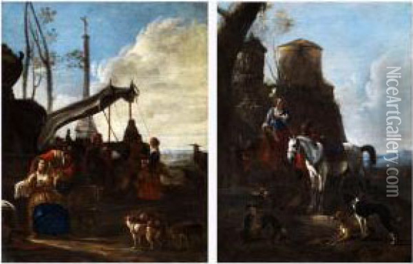 Gemaldepaar Oil Painting - Pieter Van Laer (BAMBOCCIO)