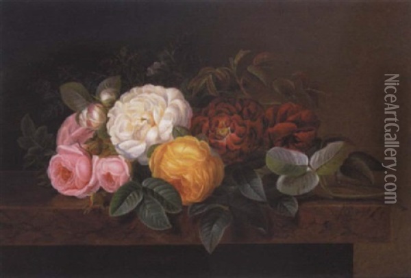 Roser Pa En Karm Oil Painting - Hansine Kern-Eckersberg