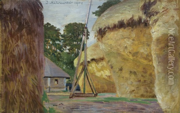 Haystack Oil Painting - Jacek Malczewski