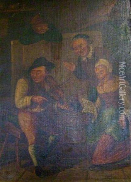 Tavern Interior With Figures Oil Painting - David The Younger Teniers