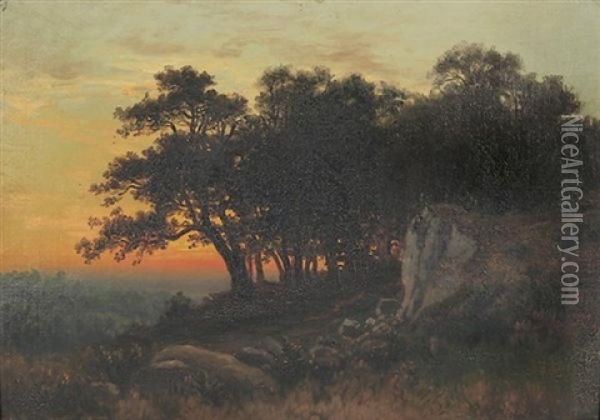 Sonnenuntergang Bei Michelbach Im Odenwald Oil Painting - August Becker