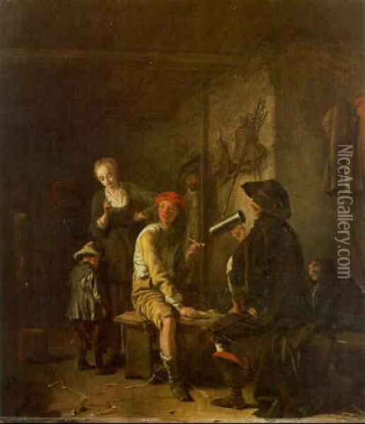The Reprimand Oil Painting - Ludolf de Jongh