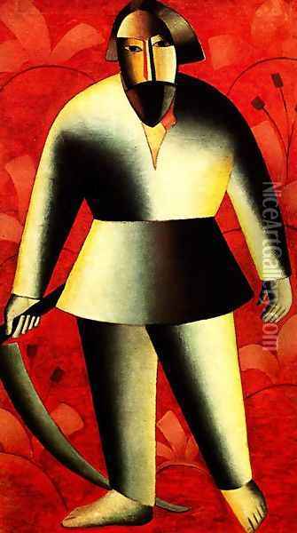 The reaper on red Oil Painting - Kazimir Severinovich Malevich