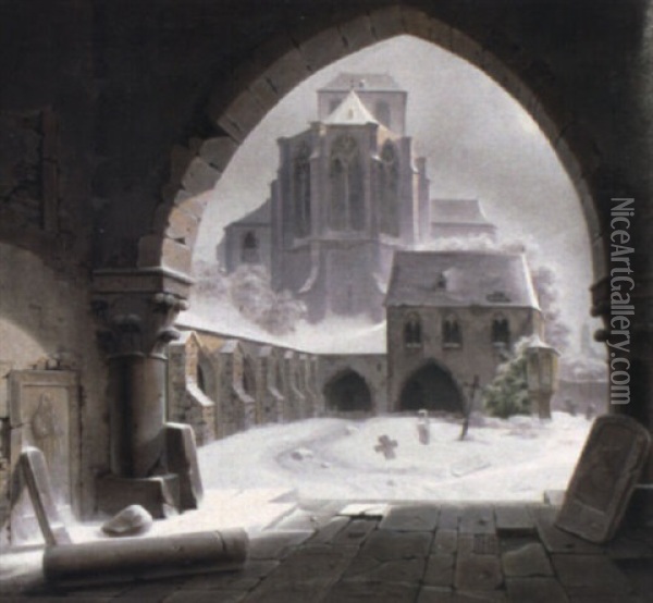 Klosterruine Im Winter Oil Painting - Wilhelm Steuerwald