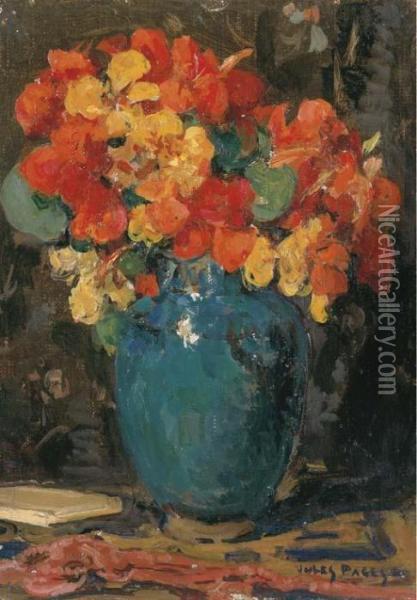 Bouquet Of Capucines Oil Painting - Jules Eugene Pages