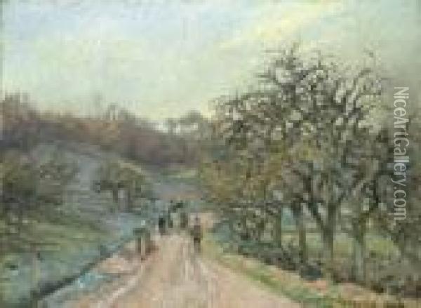 L'allee De Pommiers Pres D'osny, Pontoise Oil Painting - Camille Pissarro