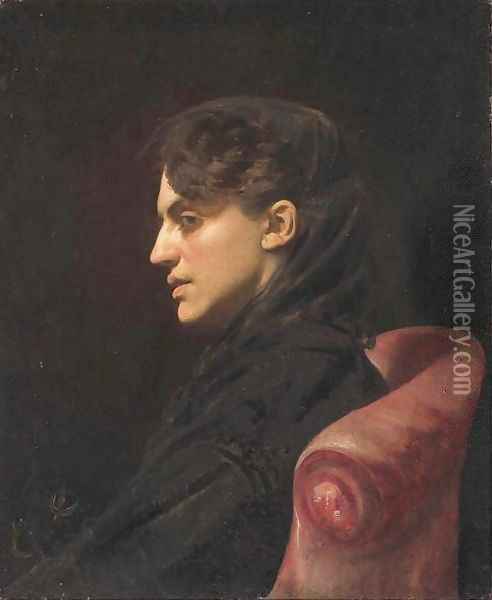Portrait de dame assise dans un fauteuil rouge Oil Painting - Carolus (Charles Auguste Emile) Duran