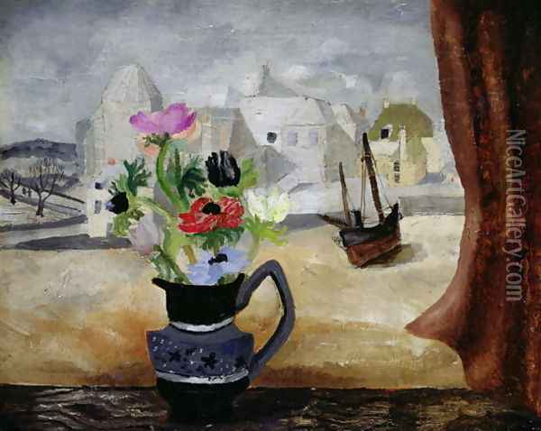 Anemones in a Cornish Window Oil Painting - Christopher Wood
